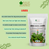 Bliss of Earth Organic Dried Basil Leaves Tulsi leafs Aromatic Culinary Delights Great for Tea, Soup, Salad Health & Immunity 100g