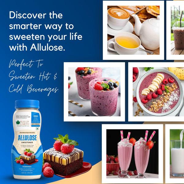 Bliss of Earth Allulose Sweetener 200gm Zero Calorie Keto Sweetener | Natural Sugar Substitute | Zero Glycemic Allulose Powder | Non-GMO, Vegan | Ideal for Baking & Beverages