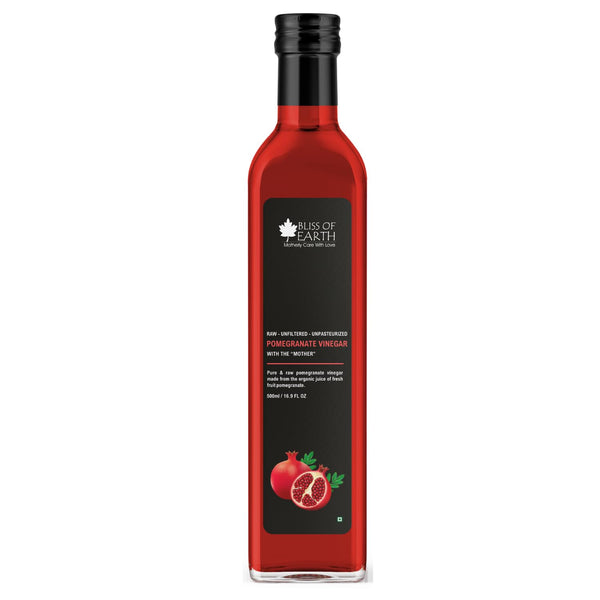 Bliss of Earth Raw Pomegranate Vinegar With Mother, Unfiltered Anar Ka Sirka For Cooking, Healthy Digestion & Metabolism, 500ml