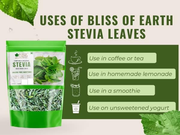 Bliss of Earth Organic Stevia Leaves Dried, Natural & Sugarfree & Organic Dried Oregano Flakes for Seasoning On Pizza & Pasta Combo Each 100gm