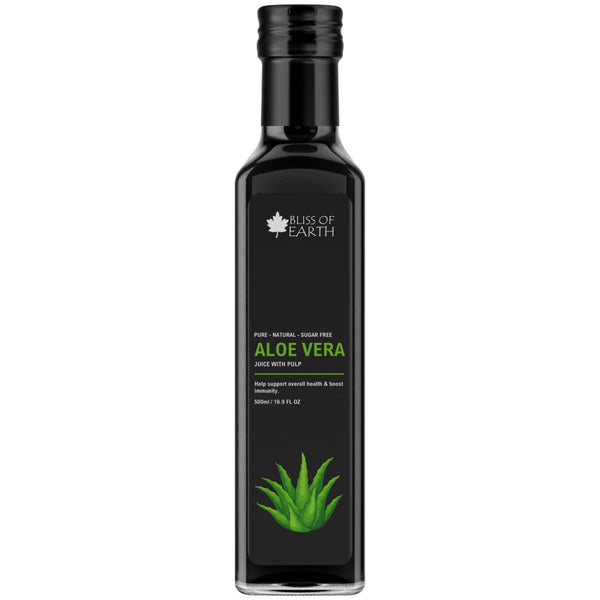 Bliss of Earth Aloe Vera Juice For Drinking With Pulp, Fresh Harvest Aloe Plants, Great For Hair & Skin, Improves Digestion, Zero Water, Zero Sugar, 500ml PET Bottle