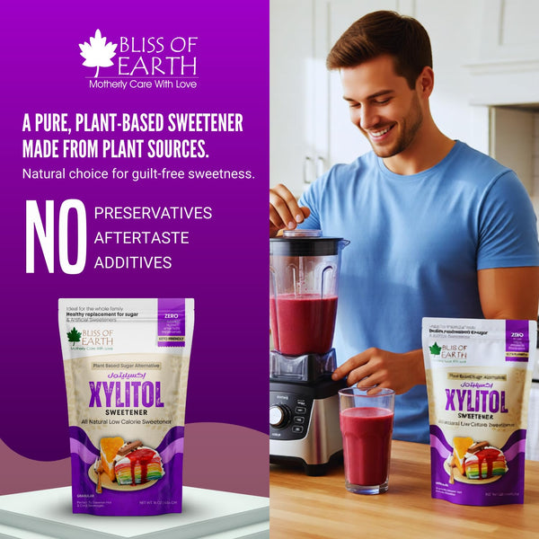Bliss of Earth Xylitol Sweetener 1 lb (454g), 100% Natural 1:1 Sugar Substitute, Zero Added Sugar, Diabetic & Keto Friendly, Low GI Sweetener for Baking, Tea & Coffee