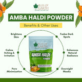 Bliss of Earth Amba Haldi 100gm Powder Organic for Skincare, Face Pack, Scrub & DIY Beauty Brightens Skin, Reduces Dark Spots, Soothes Acne Pure Herbal Turmeric