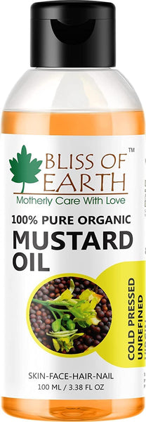 Bliss of Earth 100ML Organic Mustard Oil For Hair+100ML Wildcrafted Himalayan Apricot Oil Coldpressed & Unrefined (Pack of 2)