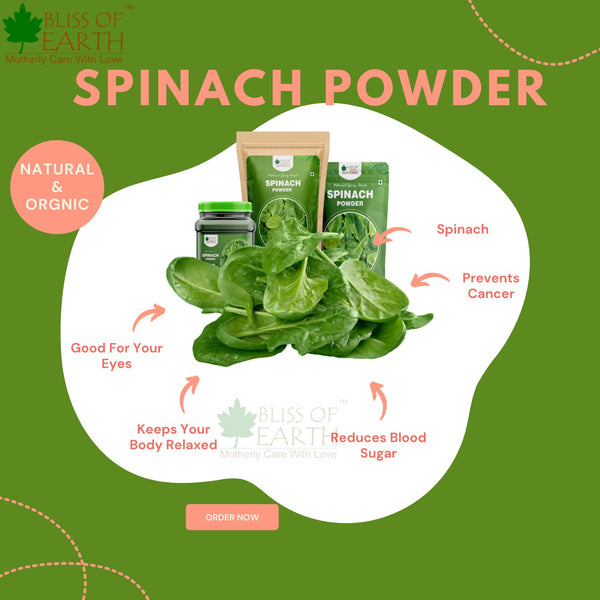 Bliss of Earth 200gm Spinach Powder + Organic Full Length 100gm Lemongrass Leaves, Healthy Green Tea
