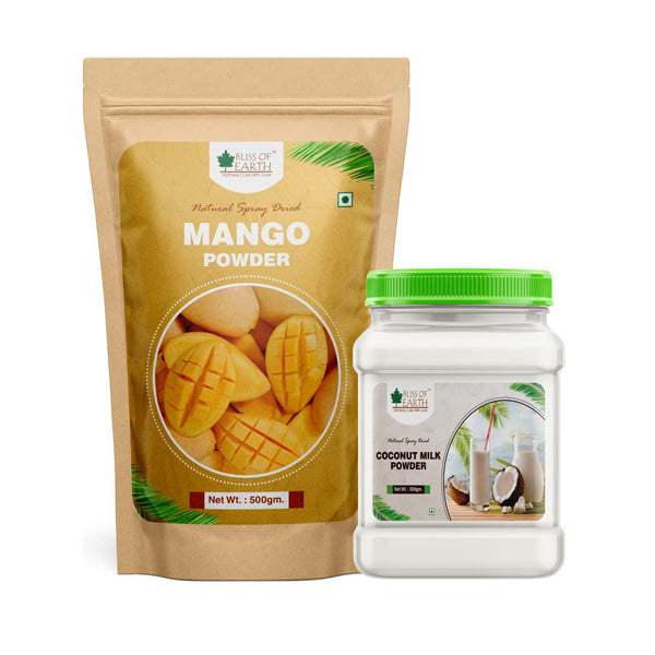 Bliss of Earth 500gm Mango Powder + 500gm Coconut Milk Powder Natural Spray Dried Taste and Healthy Combo