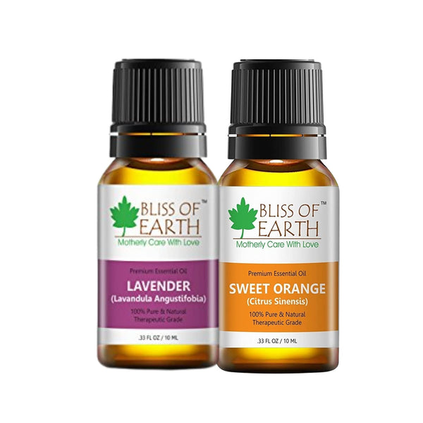 Bliss of earth 100% Pure Lavender Essential Oil & Sweet Orange Natural Essential oil combo (10ml) therapeutic Grade (pack of 2)