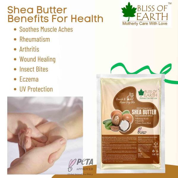 Bliss of Earth Raw Unrefined shea Butter + Raw Unrefined Tucuma Butter Great Skin & Hair Moisturized | Stretch Mark | Frizzy & Damage Hair | Sunburn | PETA Approved 100gm Each