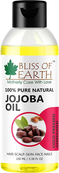 Bliss of Earth� 100ML Certified Organic Black Seed Oil +100% Pure Natural Jojoba Oil (100ML) Coldpressed & Unrefined (Pack of 2)