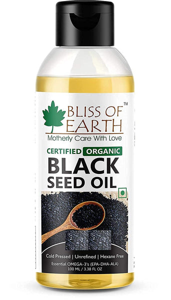 Bliss of Earth� 100ML Certified Organic Black Seed Oil +100% Pure Natural Jojoba Oil (100ML) Coldpressed & Unrefined (Pack of 2)
