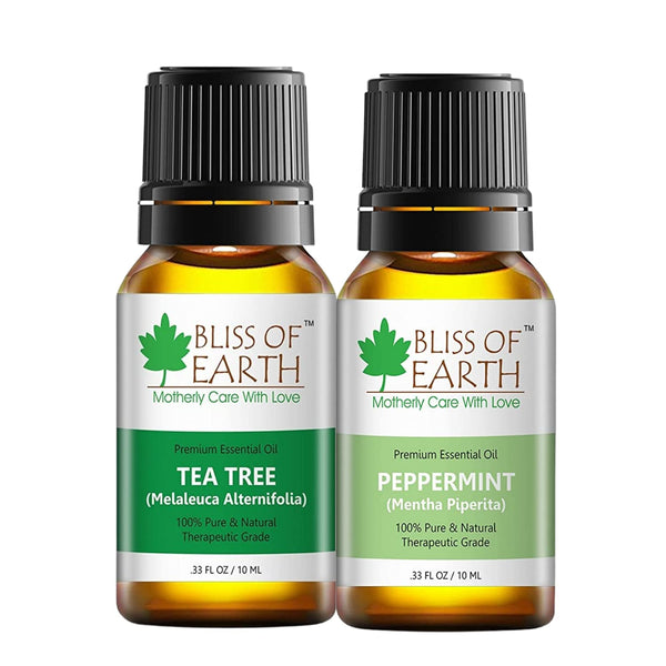 Bliss of Earth 100% Pure Tea Tree Green& Peppermint Essential Oils Combo (10ml) for Mosquito & Bug Repelling (Pack of 2)