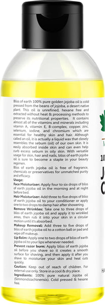 Bliss of Earth™ 100% Pure Natural Jojoba Oil+Organic Argan Oil Of Morocco For Face, Hair & Skin, Cold Pressed & Unrefined, 100ml (Pack of 2)