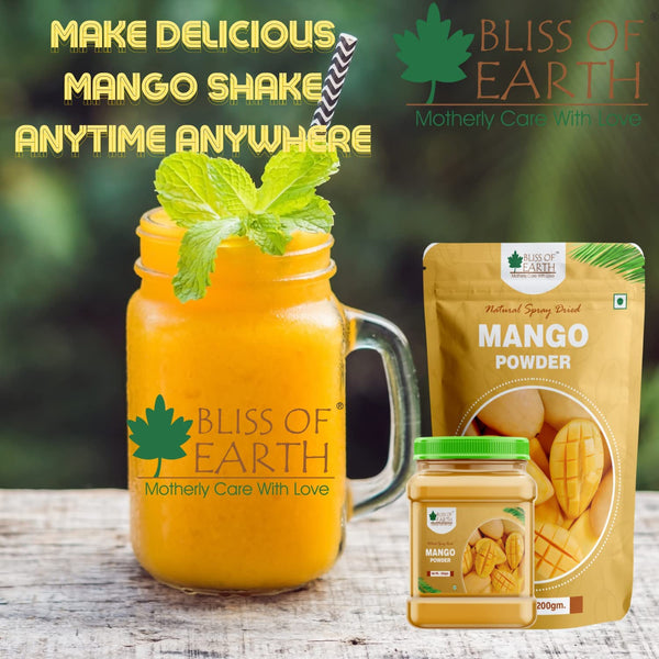 Bliss of Earth 250gm Naturally Organic Dark Cocoa Powder & 200gm Mango Powder Natural Spray Dried Rich for Smoothie,Shake,juice, cake and ice cream