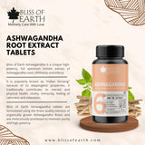 Bliss of Earth High Potency Ashwagandha Root Extract Tablets 500mg With Quick Release & Enhanced Bioavailability, Stress Relief, Memory, Focus, and Immune Support, 60 Tablets