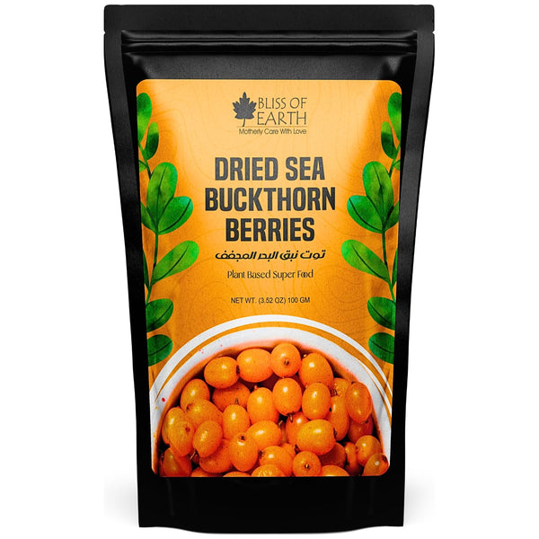 Bliss of Earth Himalayan Sea Buckthorn Berries (100g) Naturally Sun-Dried Wild Berries Packed with Omega 3, 6, 7 & 9 + Vitamins C & E Supports Immunity, Digestion & Metabolism Enhances Skin Glow & Hair Health Zero Added Sugar