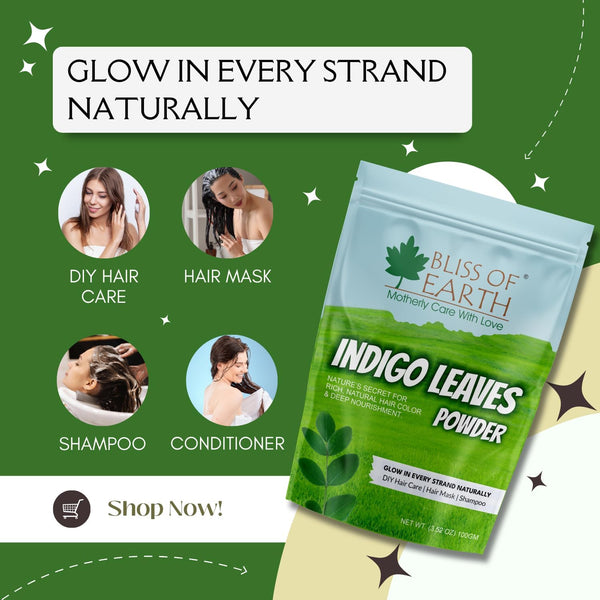 Bliss of Earth Indigo Powder 100gm Organic Natural For Hair Black Organic Hair Dye