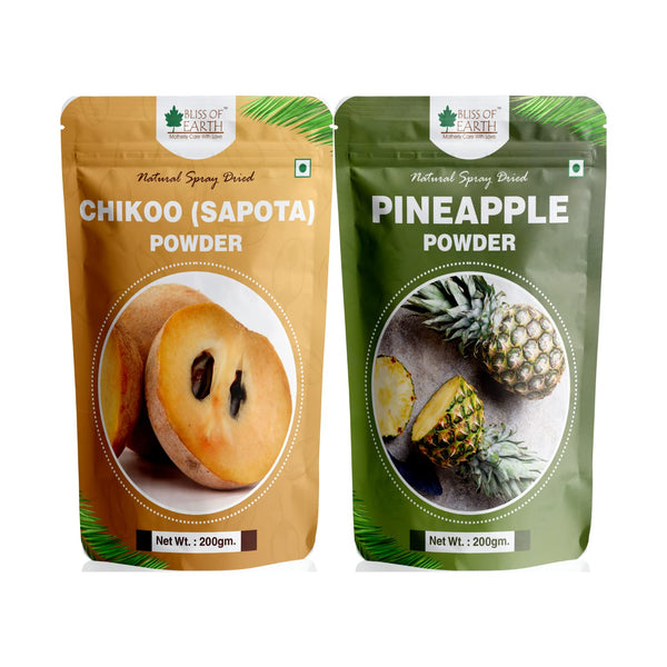 Bliss of Earth 200gm Chikoo (Sapota) Powder+ 200gm pineapple Powder Natural Spray Dried