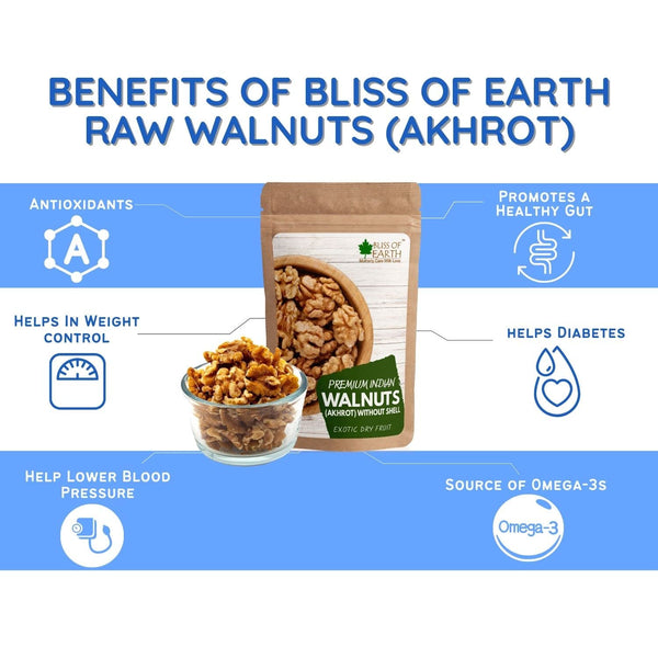Bliss of Earth Premium Indian Walnuts without shell Kernel + Pistachio (Pista) Crunchy, Healthy & Tasty Best for Diwali Gift 200gm Each
