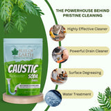 Bliss of Earth Caustic Soda Drain Cleaner, Pure Caustic Soda for Soap Making & Cleaning, Industrial Grade Fast Acting Formula For Clear Blockage Instantly, (1 KG)