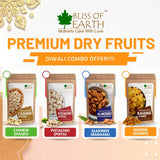 Bliss of Earth Premium Califorina Almonds (Badam) + Indian Cashew (Kaaju) Rich in Fiber Great for Immunity, Brain Best for Diwali Gift 200gm Each