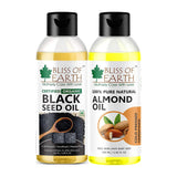 Bliss of Earth 100ML Certified Organic Black Seed Oil | Kalonji Oil+100M Almond Oil (Coldpressed & Unrefined) Extracted From Whole Almond Kernels (Pack of 2)