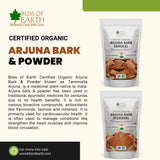 Bliss of Earth Arjuna Bark Powder, 200g, Pure Herbal Supplement for Heart Health and Blood Pressure, Organic, Natural Cardiovascular Support