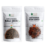 Kali Jeeri, Bitter Cumin (Kadwa Jeera) + Star Anise Whole spices, Chakra Phool (Pack of 2x100gm)