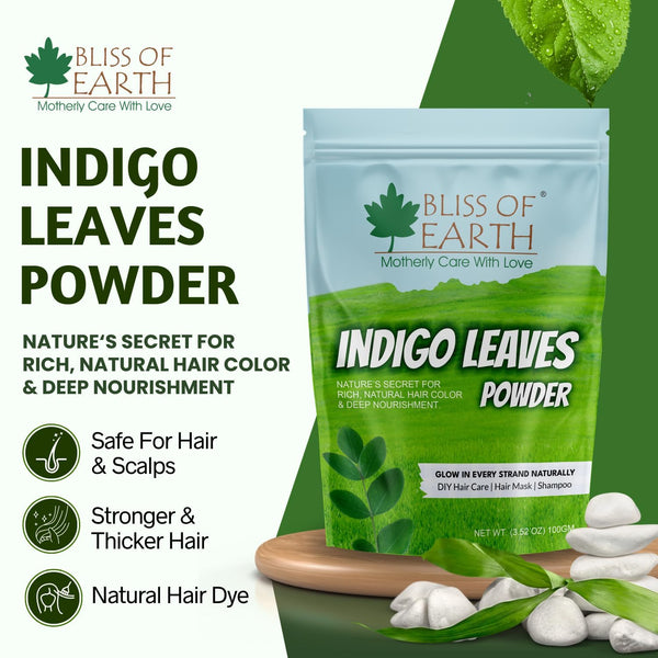 Bliss of Earth Indigo Powder 100gm Organic Natural For Hair Black Organic Hair Dye