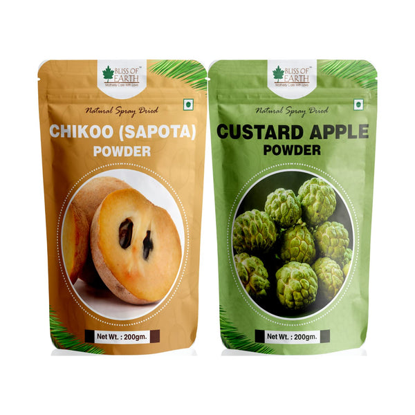 Bliss of Earth 200gm Chikoo (Sapota) Powder+ 200gm Custard Apple Powder Natural Spray Dried