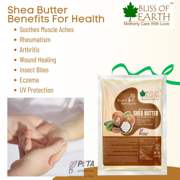 Bliss of Earth 100% Pure Organic Ivory Shea Butter Refill Pack | Raw Shea Butter For Stretch Marks | Unrefined & African | 100GM | Great For Face, Skin, Body, Lips, DIY products|