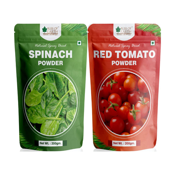Bliss of Earth 200gm Spinach Powder +200gm Red Tomato Powder Natural Spray Dried