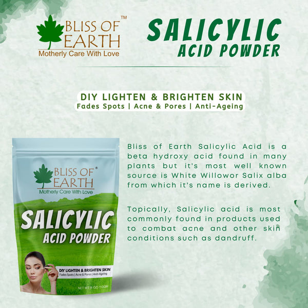 Bliss of Earth Salicylic Acid Powder Great for Making Skin Care Products Cleanser, Moisturizer, Anti Aging Serum, Body Wash & DIY Products 453gm