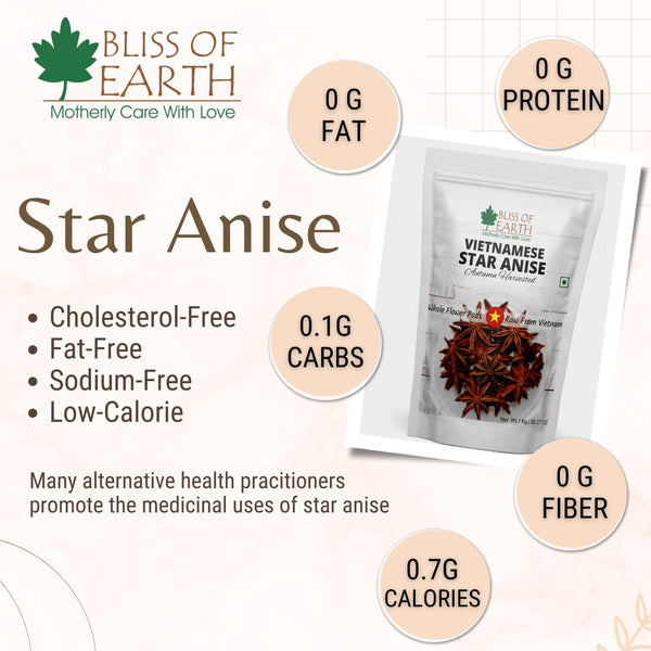 Bliss of Earth 100gm Star Anise Whole spices, Chakra Phool & 100gm Lal Javitri Red Mace Premium Organic Grown Whole Spice(Pack of 2)