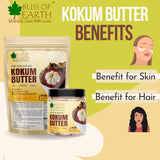 Bliss of Earth Pure Natural Kokum Butter Raw & Organic Ivory Shea Butter Great For use Face, Skin, Body, Lips, DIY products, Now in Refill Pack 2X200gm