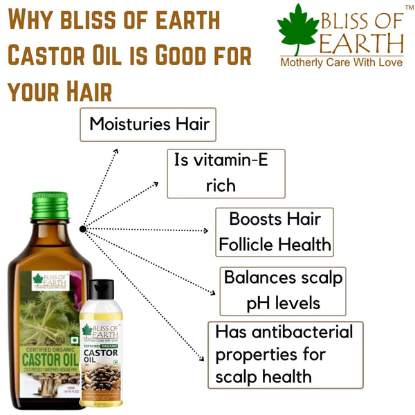 Bliss of Earth 500ML Certified Organic Mustard Oil+500ML Certified Organic Castor Oil for Hair Growth Cold Pressed & Hexane Free