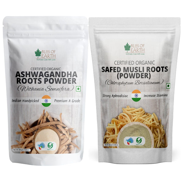 Ashwagandha Powder + Safed Musli Powder 200gm Each (Pack of 2)