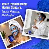 Bliss of Earth Moroccan Blue Nila Powder 50gm for Face Skin Whitening, Anti-Tan & Pore Refining Deep Cleansing, Pore Tightening & Radiant Skin Glow