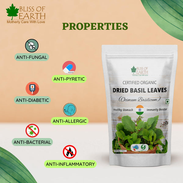 Dried Rosemary Leaves + Basil Leaves (Tulsi Leafs) (Pack of 2x100gm)