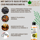 Bliss of Earth 100ML Organic Mustard Oil+100% Pure Wild Crafted Neem Oil (100ml) | Coldpressed, Unrefined | Great for Haircare, Skincare, Natural Bug Repellent (Pack of 2)