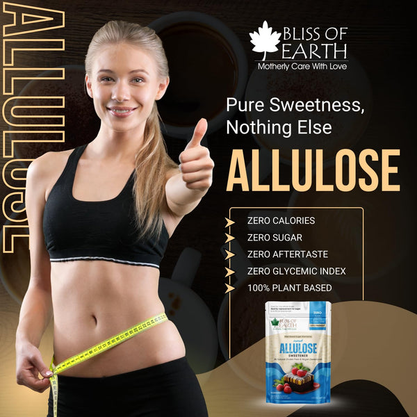 Bliss of Earth Allulose Sweetener 100gm Zero Calorie Keto Sweetener  Natural Sugar Substitute  Zero Glycemic Allulose Powder  Non-GMO, Vegan  Ideal for Baking & Beverages