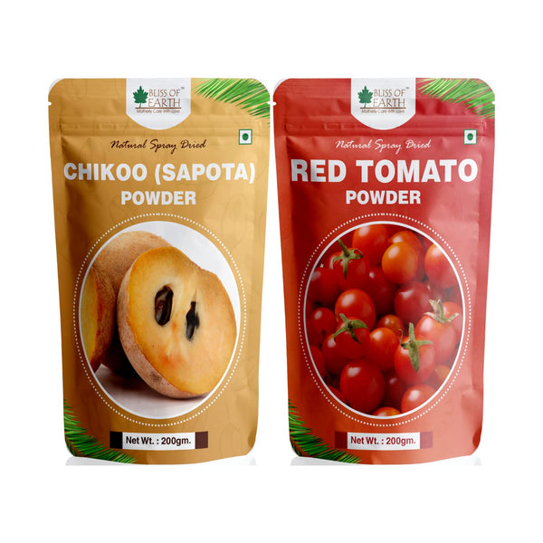 Bliss of Earth 200gm Chikoo (Sapota) Powder+ 200gm Red Tomato Powder Natural Spray Dried