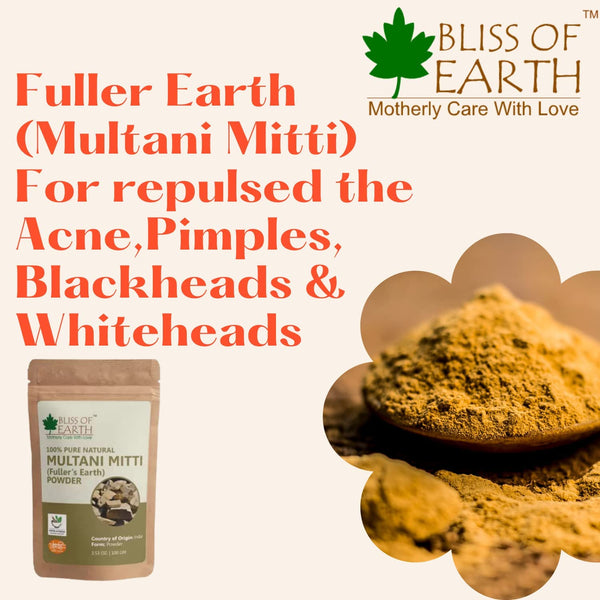 Bliss of Earth® 100% Pure & Natural Jatamansi Powder 100GM+100% Pure Multani Mitti Powder | Fuller's Earth Powder | 100GM | Great For Hair, Face, Skin (pack of 2)
