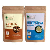 Bliss of Earth 100gm Bhringraj Powder Orgnaic & Pure Reetha Powder | 100GM | Aritha Powder |Natural Great for Hair