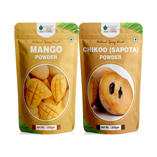 Mango Powder + Chikoo (Sapota) Powder Natural Spray Dried 200gm (Pack of 2)