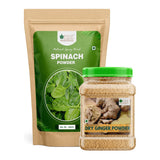 Bliss of Earth 500gm Spinach Powder + 500Gm Certified Organic Dried Ginger Powder for Tea, Pure Antioxidant Super Food