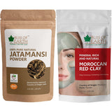 Bliss of Earth® 100GM Jatamansi Powder +100GM Moroccan Red Clay Powder Natural Facial Mask & Skin Care Treatment (Pack Of 2)