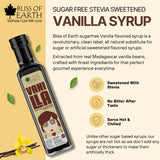 Bliss of Earth Stevia Sweetened Sugar Free Vanilla Syrup For Coffee, Milkshake, Cocktail Mocktail. Diabetic Safe Vanilla Syrup, Zero Calorie, 500ml