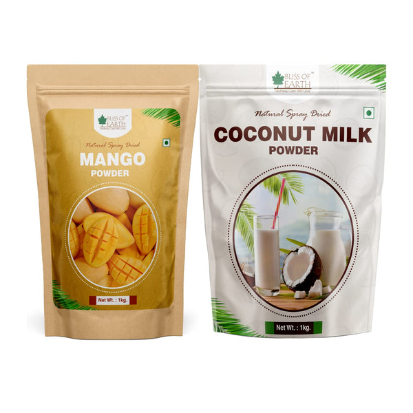 Bliss of Earth 1kg Mango Powder + 1kg Coconut Milk Powder Natural Spray Dried Taste and Healthy Combo
