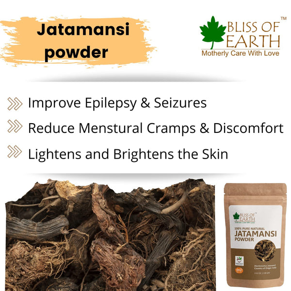 Bliss of Earth® 100% Pure & Natural Jatamansi Powder + 100% Pure Natural Rose Petals Powder | 100GM | Great For Face & Skin (pack of 2)