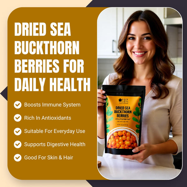 Bliss of Earth Himalayan Sea Buckthorn Berries (100g) Naturally Sun-Dried Wild Berries Packed with Omega 3, 6, 7 & 9 + Vitamins C & E Supports Immunity, Digestion & Metabolism Enhances Skin Glow & Hair Health Zero Added Sugar
